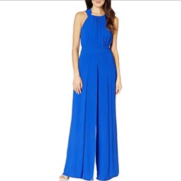 Vince Camuto Pants - VINCE CAMUTO Blue Wide-Leg Halter Jumpsuit Size S